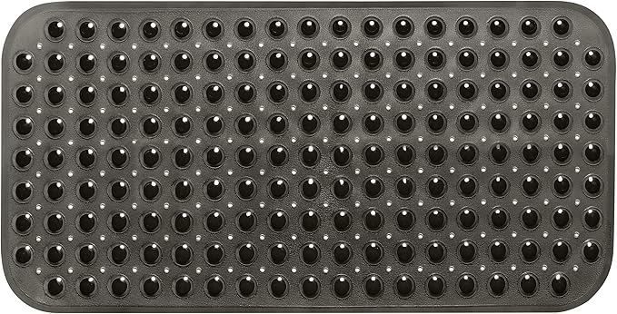 Large Non-Slip Bathtub & Shower Mat 31 inch x16 inch (Smooth/Non-Textured Tubs Only) Safe, Clean, Machine-Washable, Superior Grip&Drainage, Vinyl, Transparent Black, Medium