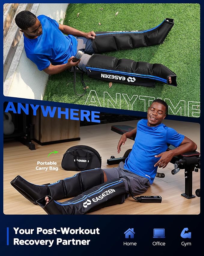 EaseZen Leg Compression Massager for Circulation and Pain Relief, Leg Recovery Compression System for Fast Recovery of Foot, Calf and Thigh, Relieve Edema, Reduce Muscle Fatigue