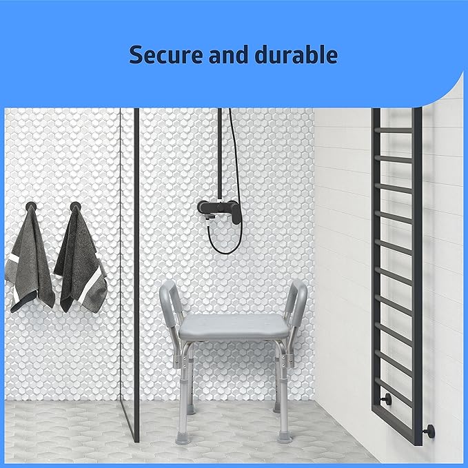 Medline Bath Bench Shower Seat with Padded Armrests, Ideal for Bathtubs, Robust Support up to 350 lbs., Comfortable and Durable