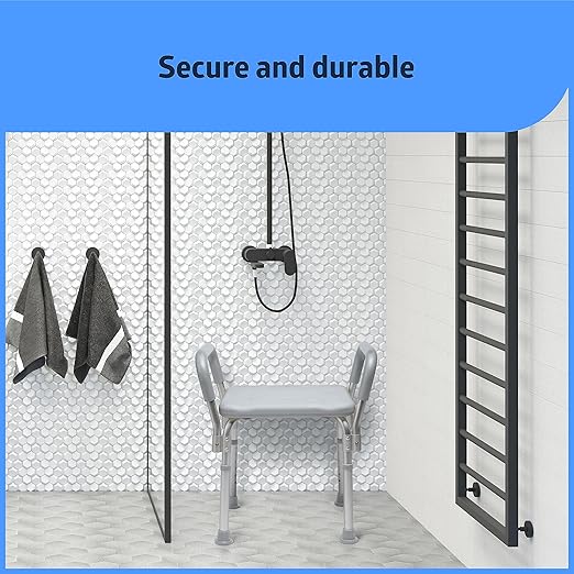 Medline Backless Shower Chair with Arms - 350 lb. Capacity, Bench, Stool, Seat for Elderly, Seniors Independent Adult and Disabled Adults