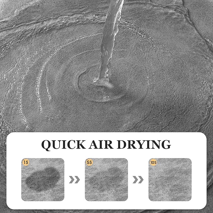 ACCUMTEK Non Slip Bath Mat, Thin Bathroom Rugs Fit Under Door, Quick Dry Bath Mats, Machine Washable Bath Rugs for Bathroom, Bathtub & Kitchen, Bathtub, Light Gray/Crackle/24 x17