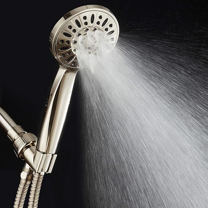 AquaDance High Pressure 6-Setting Full Brushed Nickel 4" Handheld Shower with Hose, The Ultimate Shower Experience Officially Independently Tested to Strict US Quality & Performance Standards -1.8 GPM
