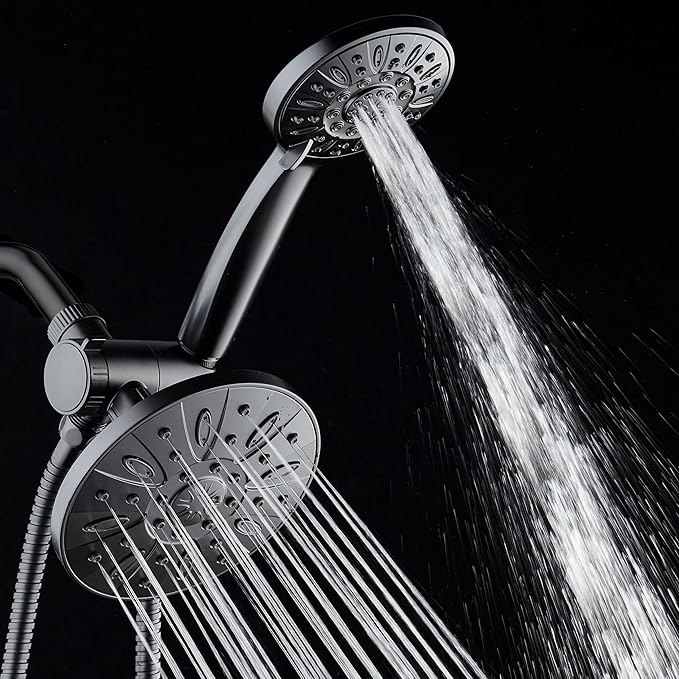 AquaDance Premium High Pressure 3-Way Rainfall Combo Combines The Best of Both Worlds-Enjoy Luxurious Rain Showerhead and 6-Setting Hand Held Shower Separately or Together, Matte Black