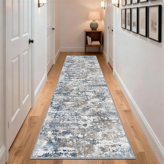 Non Slip Floor Runners for Dogs 2.6x8 Washable Runner Rug Abstract, Joint Support for Senior Dogs, Woven, Extra Grip Traction Runners for Hallway,Kitchen, Entryway, Multi