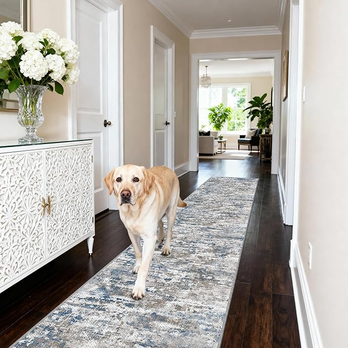 Runners for Hallways Ultra Non-Slip 2x8 Washable Kitchen Rug Abstract Tear and Stain Resistance No Pile Hand-Woven Style Lightweight Runners for Entryway, Laundry Room, Bedside, Multi
