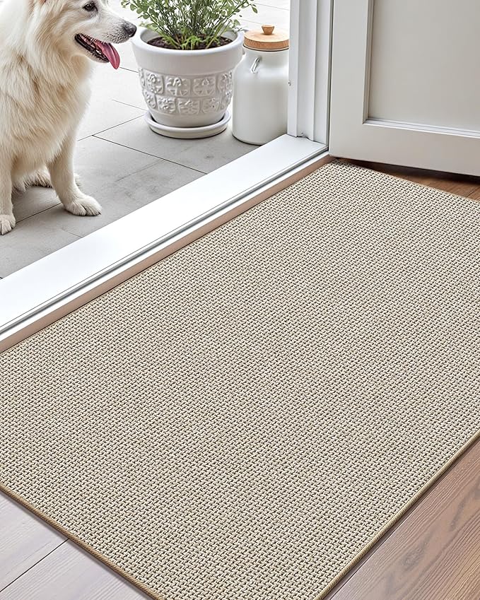 Color&Geometry Oversized Door Mat Non Slip Rubber Backed, 24"x36" Front Door Mat Indoor Outdoor Rug, Dirt Trapper Doormat, Heavy Duty Front Door Rugs, Oatmeal Beige