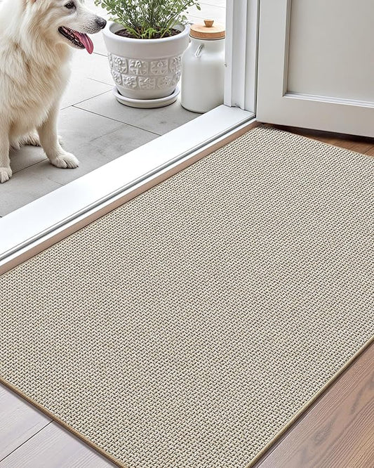 Color&Geometry Oversized Door Mat Non Slip Rubber Backed, 24"x36" Front Door Mat Indoor Outdoor Rug, Dirt Trapper Doormat, Heavy Duty Front Door Rugs, Oatmeal Beige