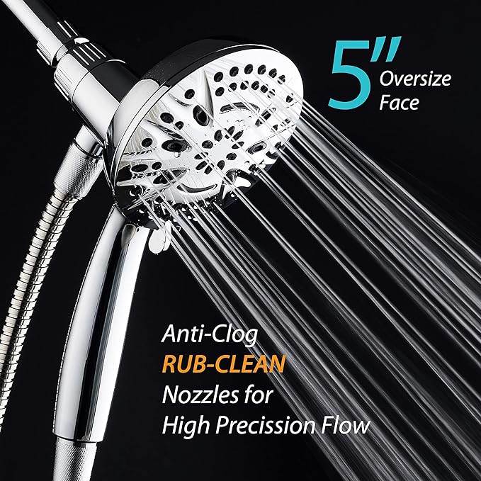 AquaDance New Magnetic Guidance Docking System - High-Pressure 8-setting Handheld Shower Head with Giant 5 inch Face, Magnetic Bracket, Extra-long 72 inch Stainless Steel Hose/All Chrome Finish