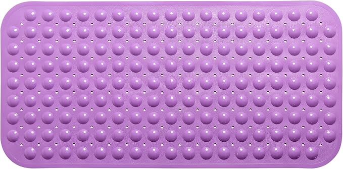 Large Non-Slip Bathtub & Shower Mat 31 inch x16 inch (Smooth/Non-Textured Tubs Only) Safe, Clean, Machine-Washable, Superior Grip&Drainage, Vinyl, Opaque Purple, Medium