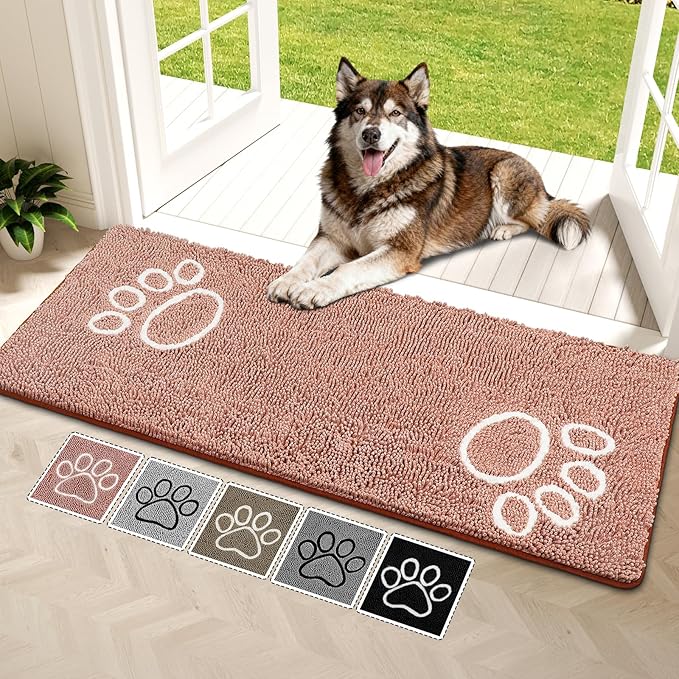Bcoimo Super Absorbent Dog Door Mat, 60"*24" Anti Slip Mat for Muddy Paws, Pet Rugs for Dirty Paws Washable that Absorbs Moisture and Dirt, for Dog Cage and Pet Resting Carpet