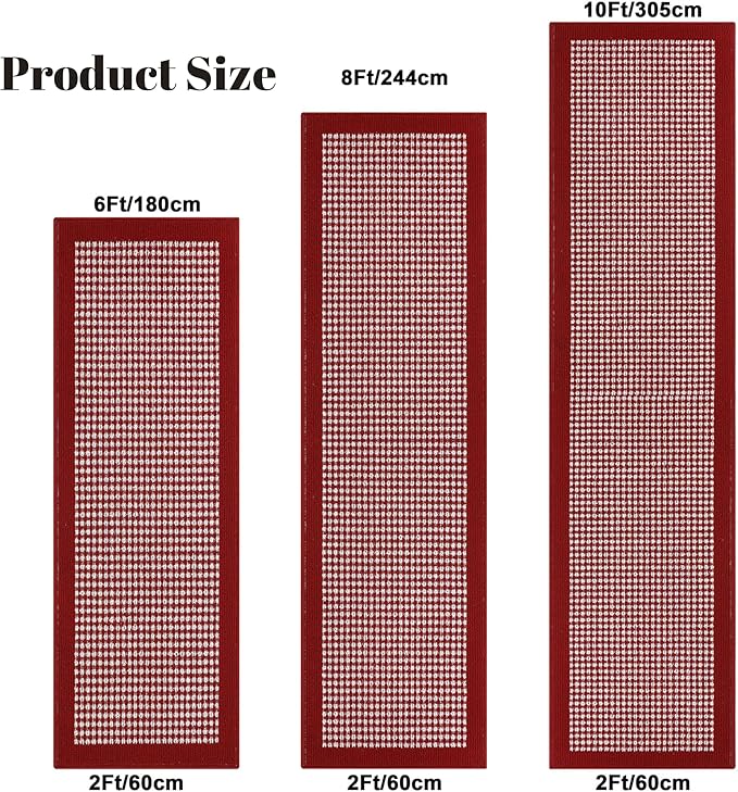 Ileading Christmas Hallway Runner Rug 2x6ft Red Kitchen Floor Mat Modern Geometric Non Slip Throw Rugs Indoor Doormat Machine Washable Accent Carpet for Winter Holiday Valentine's Day Decor
