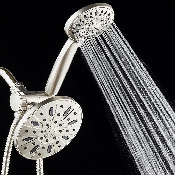 AquaDance Premium High Pressure 3-Way Rainfall Combo Combines The Best of Both Worlds-Enjoy Luxurious Rain Showerhead and 6-Setting Hand Held Shower Separately or Together, Satin Nickel
