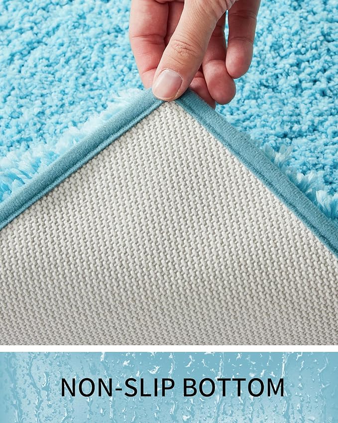 Bathroom Rugs Non Slip Washable 59x24, Ultra Thick Soft Microfiber Absorbent Bath Mats, High Density Foam Latex Non Slip Backing Bath Rugs, Fluffy Floor Carpet for Tub&Shower, Teal
