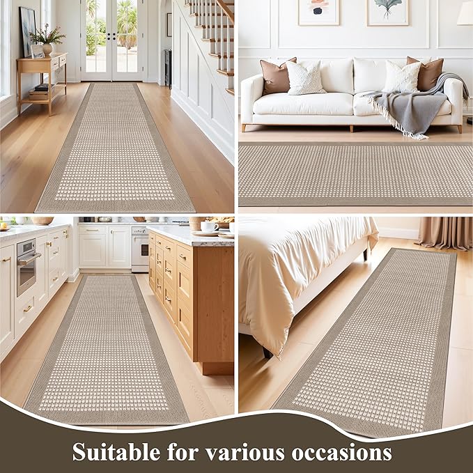 Ileading Runner Rug for Hallways 2.6'x10' Heavy-Duty Durable Entryway Floor Mat with Non Slip Rubber Backing Low-Pile High Traffic Carpet Machine Washable Accent Rugs for Kitchen, Living Room