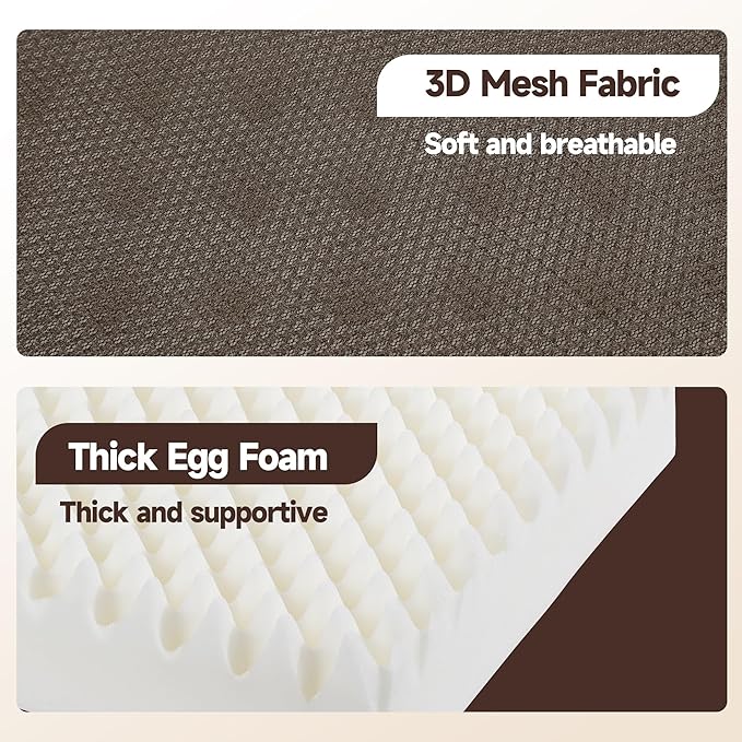 HOMBYS 5" Thick Egg Shaped Foam Recliner Chair Cushion for Elderly, Thicken & Extra Large Seat Cushion Chair Pad for Couch, Armchair, Wheelchair for Easy to Stand Up & Reduce Hip & Lumbar Pain, Brown
