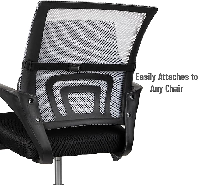 Mind Reader Lumbar Support Cushion for Office Chair and Car Seat, Memory Foam and Cooling Gel Core, Air-Cloud Technology, 15.5" L x 3.75" W x 14.25" H, Black