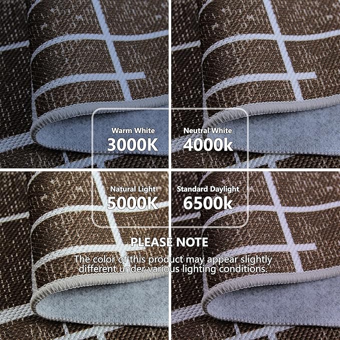 Washable Runner Rug 2x6, Brown Modern Distressed Stripe, Hallway Runner Rug Non Slip, Woven Thin No Shed Runners for Entryway, Kitchen, Laundry Room- Brown