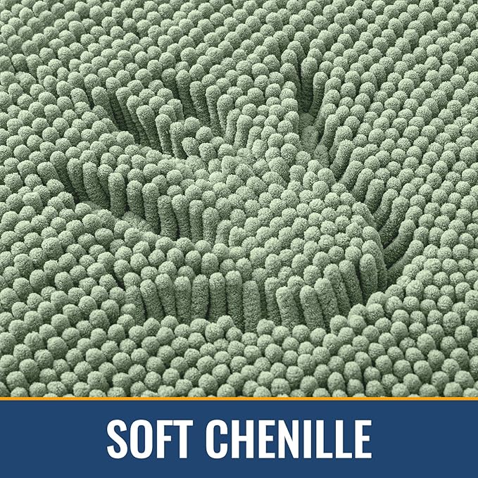 Arotive Bathroom Toilet Rugs U Shaped 24x24, Extra Soft Absorbent Shaggy Chenille Contour Bath Rugs for Toilet, Machine Washable Non-Slip Contoured Bath Mats, Sage Green