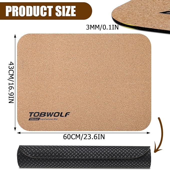 TOBWOLF Non-Slip Workout Mat for Ellipse Leg Exerciser, Ellipse Machine Mat, Exercise Mat for Under Desk Ellipticals, Suitable for Electric Seated Foot Pedal Exerciser, Stability & Floor Protection