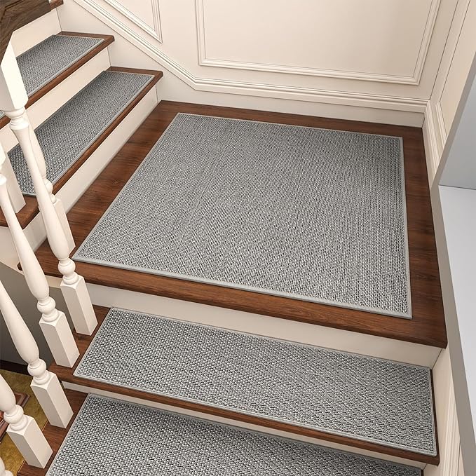 PADOOR Non Slip Stair-Treads Matching-Mat for Wooden Steps, Square Rubber Backing Non Slip Stair Landing Mat 30x30 inch
