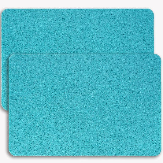 Hargiis Non-Slip Bathtub Mat, 2 Pack Anti Slip Shower Mat, Fast Drying Bathtub Mats, Foot Scrubber Mat, Anti Slip Mat for Tub, Floor, Bathroom, Kitchen, Home, Hotel (Turquoise Blue 24"×16"+24"×16")