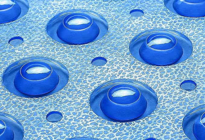 Extra-Long Non-Slip Bathtub & Shower Mat 39”x16” (Smooth/Non-Textured Tubs Only) Safe, Clean, Machine-Washable, Superior Grip&Drainage, Vinyl, Transparent Blue