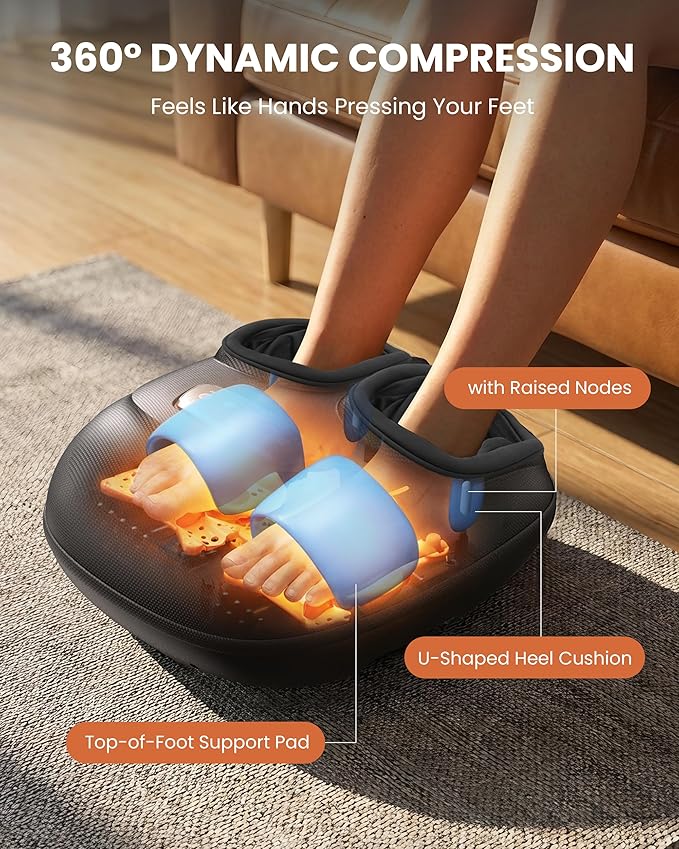 CILI Foot Massager with Heat, Shiatsu Foot Massager for Neuropathy & Plantar Fasciitis Relief, Heated Feet Massager with Deep Kneading,Compression,Vibration,Mothers Day Gifts for Mom, FSA Eligible HSA