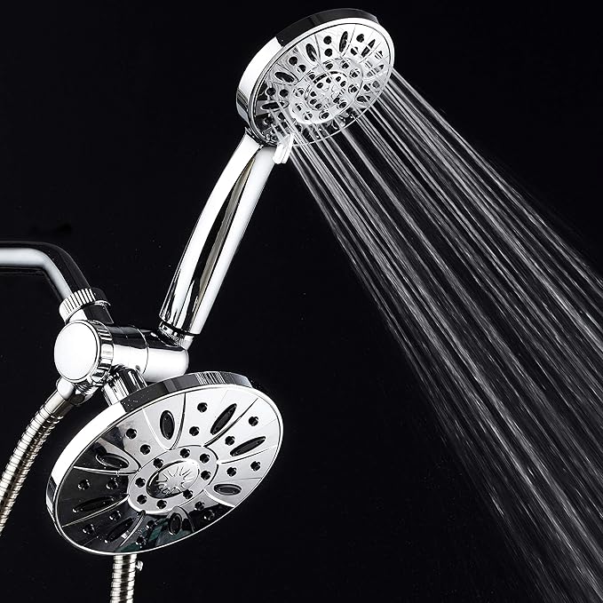 AquaDance 6" Premium High Pressure 3-way Rainfall Shower Combo Combines the Best of Both Worlds - Enjoy Luxurious Rain Showerhead and 6-setting Hand Held Shower Separately or Together!