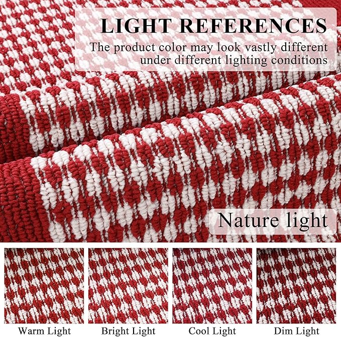 Ileading Christmas Hallway Runner Rug 2x6ft Red Kitchen Floor Mat Modern Geometric Non Slip Throw Rugs Indoor Doormat Machine Washable Accent Carpet for Winter Holiday Valentine's Day Decor