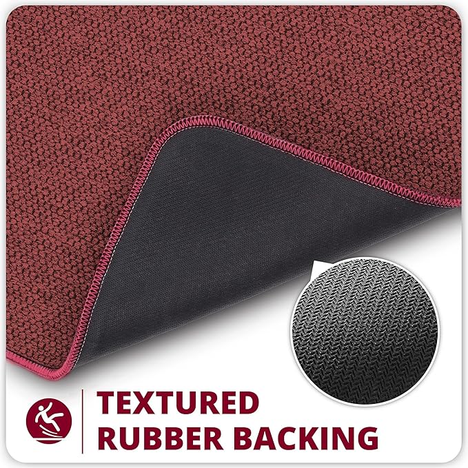 Bosap Bath Mat,Ultra Thin Bathroom Runner Rugs,Large Bath Mats for Bathroom,Quick Dry,Non-Slip,Machine Washable,Low Pile,Bath Rug,Shower Outside,Sink,Home Decor Accessories.Red,（17x59inch）