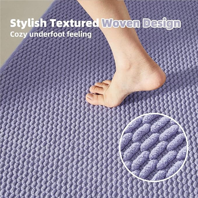 TYUU Bathroom Rugs Non Slip Washable, Super Absorbent Thin Bath Mat Quick Dry Low Pile Bathroom Rug, Lavender 24"x36"