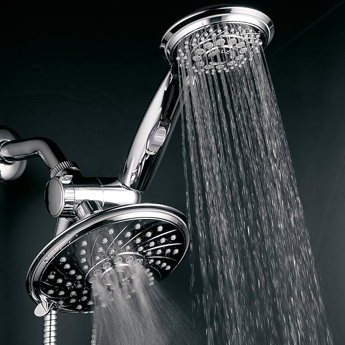 HotelSpa - Shower Heads with Handheld Spray - High Pressure Shower Head - 6 Inch Showerhead, 4 Inch Handheld Shower Head - 2-in-1, 30-Setting Shower Heads, 5-to-7 Foot Shower Hose, Showerspa (Chrome)