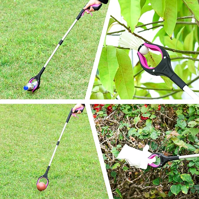 Grabber Reacher Tool,32 Inch Extra Long Foldable Pick Up Stick with Strong Grip Magnetic,360°Rotating Anti-Slip Jaw,Trash Claw Grabber Tool,Trash Picker Tool for Outdoor & Indoor (Purple)