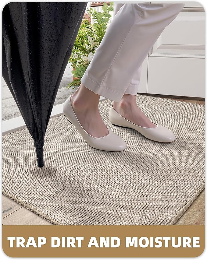 Color&Geometry Oversized Door Mat Non Slip Rubber Backed, 24"x36" Front Door Mat Indoor Outdoor Rug, Dirt Trapper Doormat, Heavy Duty Front Door Rugs, Oatmeal Beige
