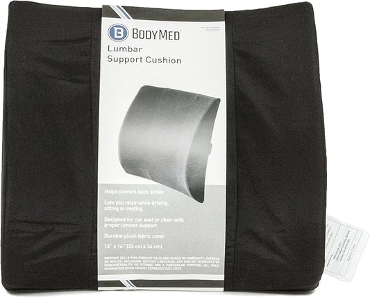 BodyMed Lumbar Support Cushion, Standard, Black – Lower Back Support for Improved Comfort – Ideal for Use at Home, in The Office, and Traveling – Durable, Adjustable, & Lightweight