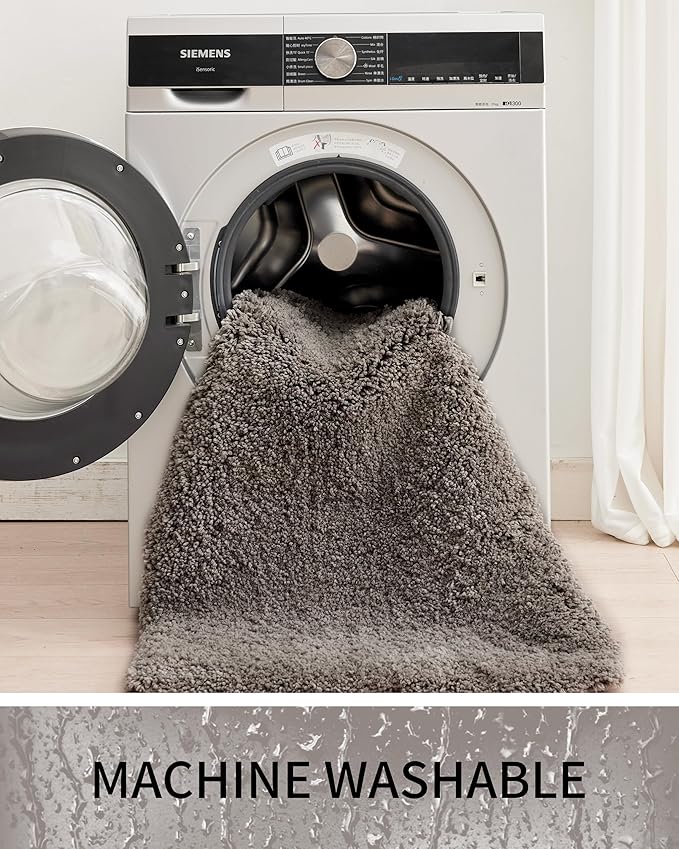 Toilet Rugs U-Shaped Mat 24x22, Contour Bathroom Mat - Ultra Soft & Absorbent Microfiber, Quick-Dry, Machine Washable with High Density Foam Latex Non Slip Backing, Dark Grey