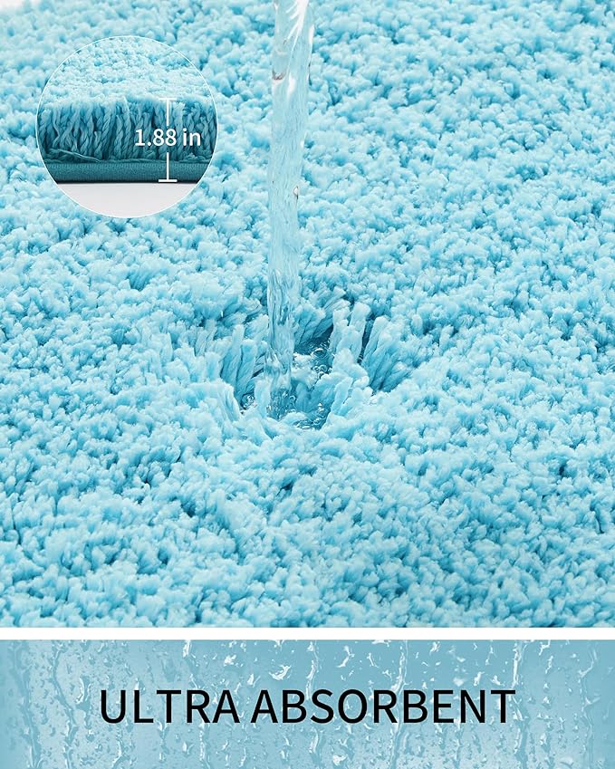 Toilet Rugs U-Shaped Mat 24x22, Contour Bathroom Mat - Ultra Soft & Absorbent Microfiber, Quick-Dry, Machine Washable with High Density Foam Latex Non Slip Backing, Teal