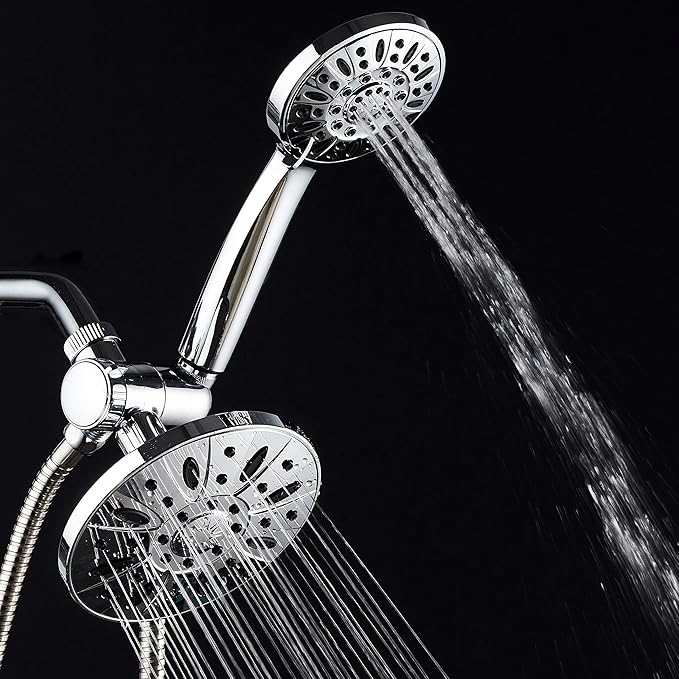AquaDance 6" Premium High Pressure 3-way Rainfall Shower Combo Combines the Best of Both Worlds - Enjoy Luxurious Rain Showerhead and 6-setting Hand Held Shower Separately or Together!
