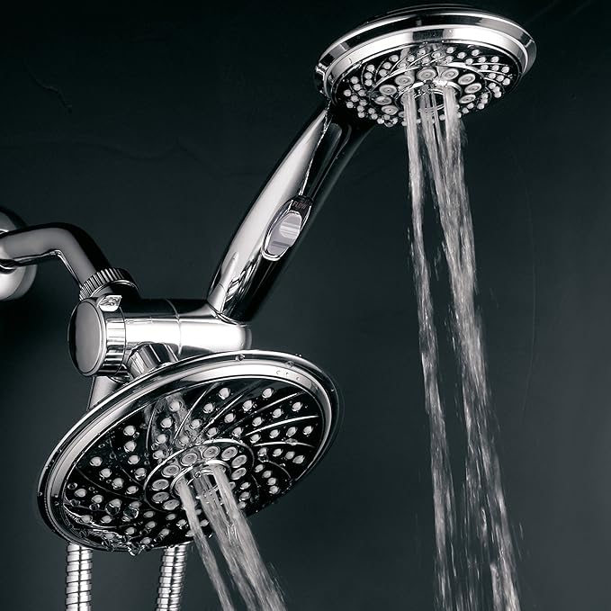 HotelSpa - Shower Heads with Handheld Spray - High Pressure Shower Head - 6 Inch Showerhead, 4 Inch Handheld Shower Head - 2-in-1, 30-Setting Shower Heads, 5-to-7 Foot Shower Hose, Showerspa (Chrome)