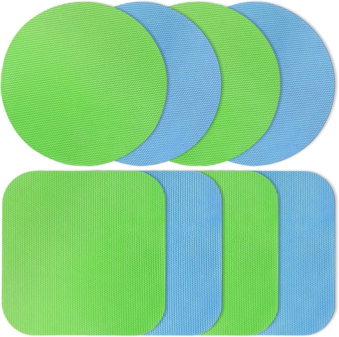 8PCS Jar Gripper Pads - Rubber Husband Jar Opener, Kitchen Coasters for Seniors with Arthritis (Light Blue, Green)
