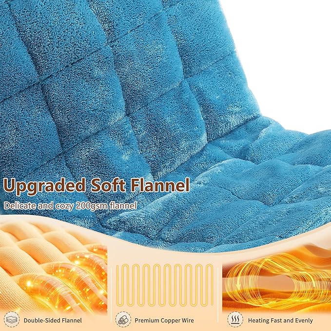 ESTINGO FSA Weighted Heating Pad, Electric Heating Pad for Back Neck Shoulder Pain Relif, 2.43LBS Heat Pad for Period Cramps with 2H Auto Shut Off and 4 Heating Levels, 12"x24" Royal Blue