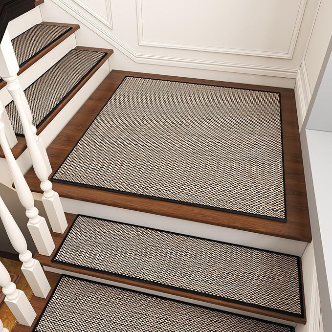 PADOOR Non Slip Stair-Treads Matching-Mat for Wooden Steps, Square Rubber Backing Non Slip Stair Landing Mat 30x30 inch