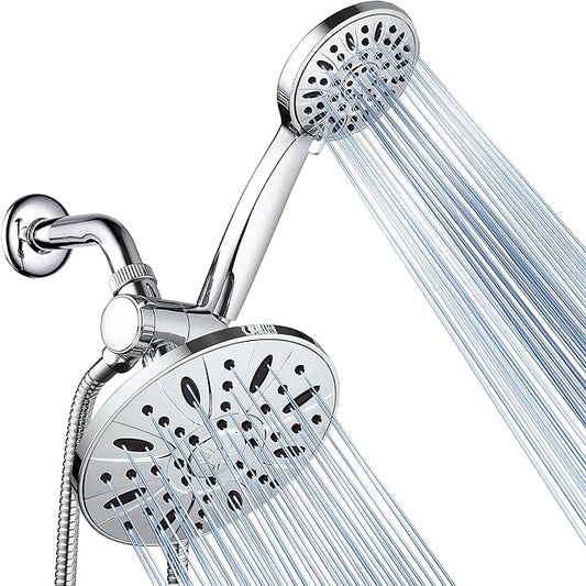 AquaDance 7" Premium High Pressure 3-Way Rainfall Combo Combines The Best of Both Worlds-Enjoy Luxurious Rain Showerhead and 6-Setting Hand Held Shower Separately or Together, Chrome