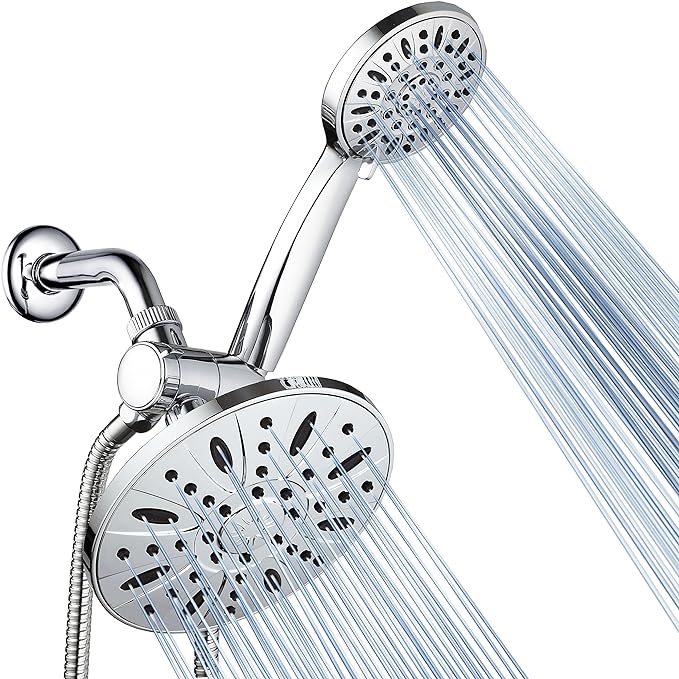 AquaDance for California - 7" Premium High Pressure 3-Way Rainfall Combo for Best of Both Worlds - Enjoy Luxury 6-Setting Rain Showerhead and Hand Held Shower Separately or Together - Chrome Finish
