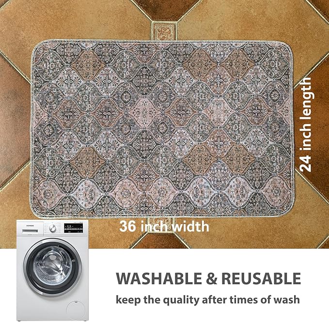 nunubaby Washable Pee Pads for Dogs, Stylish, Non-Slip and Leak-Proof Pee Pads. Reusable Potty Pads for Dogs for Crates and Floors.(Brown/Multi, 24" x36" )