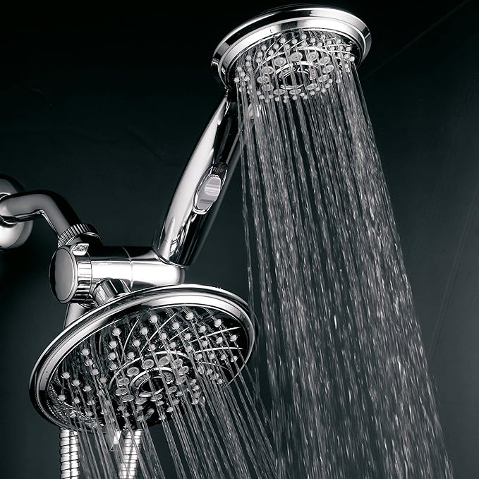 HotelSpa - Shower Heads with Handheld Spray - High Pressure Shower Head - 6 Inch Showerhead, 4 Inch Handheld Shower Head - 2-in-1, 30-Setting Shower Heads, 5-to-7 Foot Shower Hose, Showerspa (Chrome)