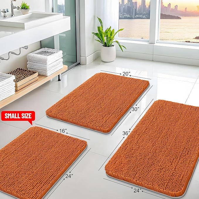 Arotive Bathroom Rugs 30x20, Extra Soft Absorbent Shaggy Chenille Bath Rugs, Machine Washable Rubber Backing Non-Slip Bath Mats for Bathroom Floor Tub and Shower, Home Decor Accessories, Terracotta