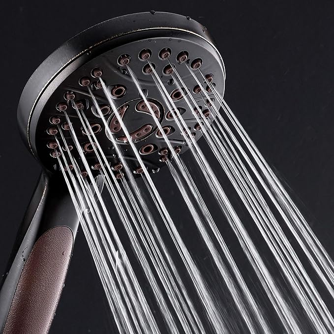 for California - High Pressure 6-setting Luxury Handheld Shower Head, 6 Ft Stainless Steel Hose, Anti Clog Jets, Anti Slip Grip, Top US Brand, Extra Wall Bracket - Brushed Nickel Finish