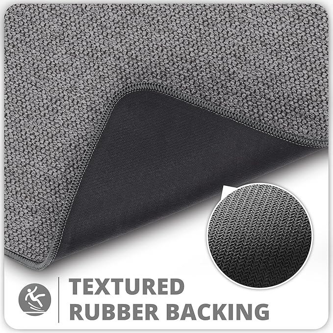 Bosap Toilet Rugs U Shaped Bathroom Rug,Machine Washable Non Slip Quick Dry Super Absorbent Ultra Thin Toilet Mats for Bathroom Toilet.Dark Grey,1'8"x2'(20x24inch)