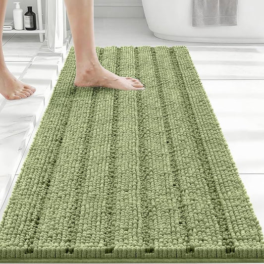 Bcoimo Large Bathroom Rug, Chenille Bath Mat with High Low Pile Design, Soft Absorbent Non Slip Bath Rug, Machine Washable Quick Dry Mat for Shower, Tub, Sink and Vanity